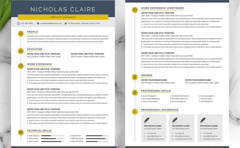 专业简历通用模板 Professional Resume Template Print Templates