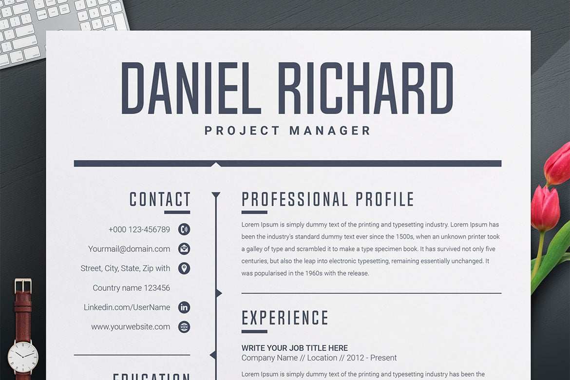 极简创意简历模板 Professional and Creative Resume Print Templates插图4 极简创意简历模板 Professional and Creative Resume Print Templates