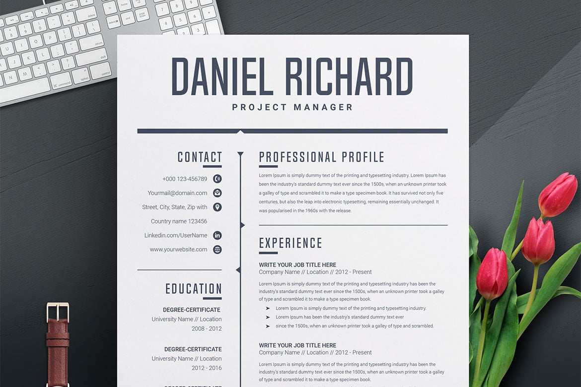 极简创意简历模板 Professional and Creative Resume Print Templates插图3 极简创意简历模板 Professional and Creative Resume Print Templates