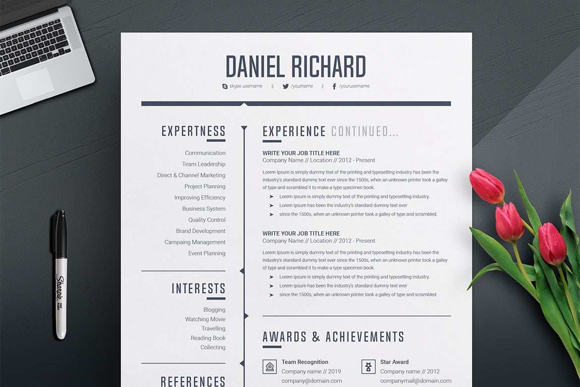 极简创意简历模板 Professional and Creative Resume Print Templates插图2 极简创意简历模板 Professional and Creative Resume Print Templates