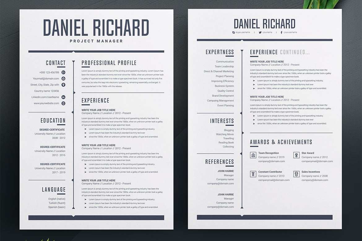 极简创意简历模板 Professional and Creative Resume Print Templates插图1 极简创意简历模板 Professional and Creative Resume Print Templates