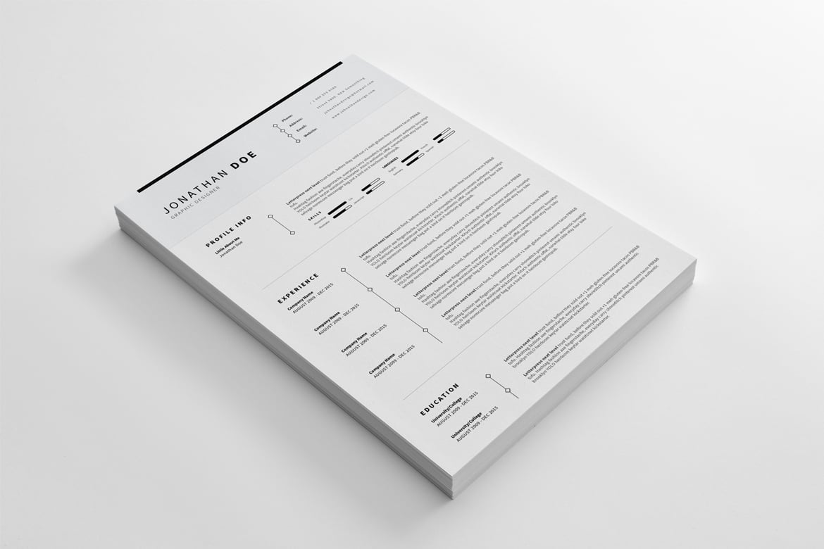 简洁极简风CV简历模板 CV Resume – Clean and Minimal Print Templates插图1