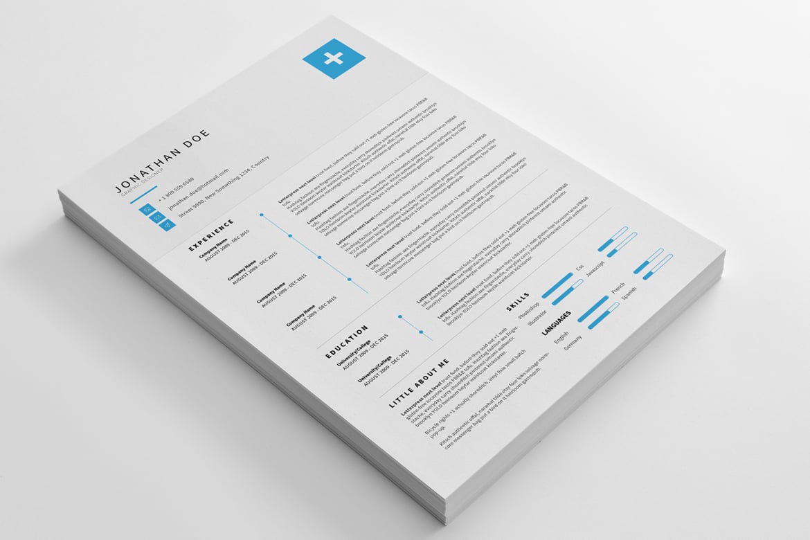 简洁现代风CV简历模板 CV Resume – Clean and modern Print Templates插图1