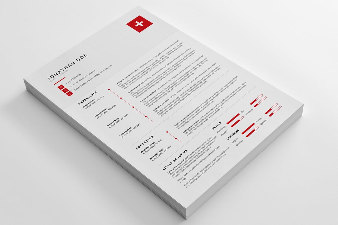 简洁现代风CV简历模板 CV Resume – Clean and modern Print Templates插图4
