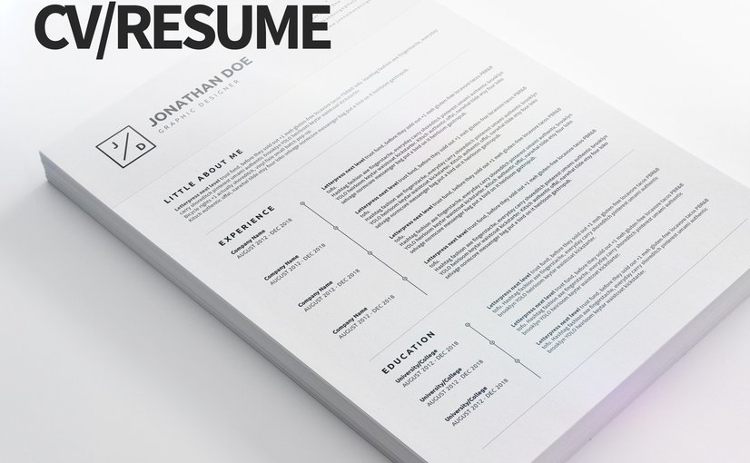 简洁极简CV简历04号模板 CV Resume 04 – Clean and Minimal Print Ready