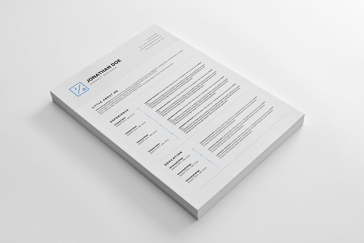 简洁极简CV简历04号模板 CV Resume 04 – Clean and Minimal Print Ready插图4