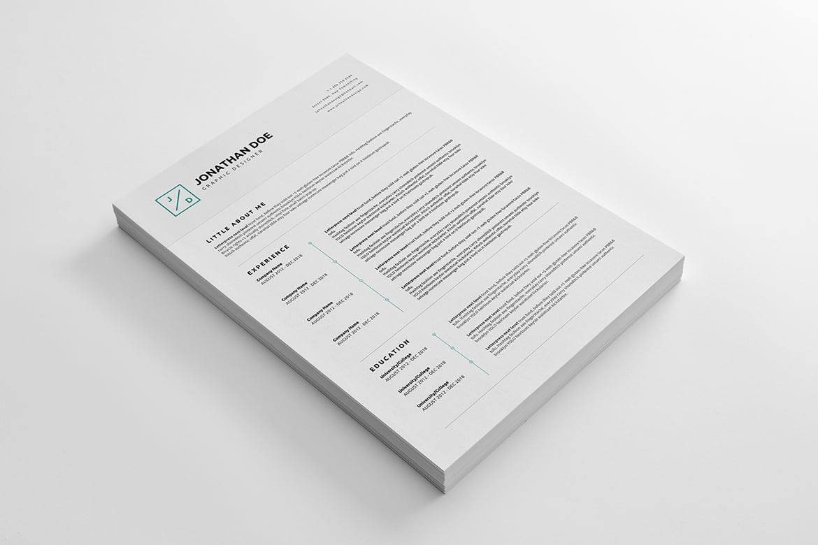 简洁极简CV简历04号模板 CV Resume 04 – Clean and Minimal Print Ready插图6