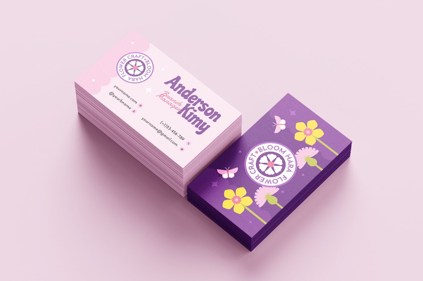 卡通风格名片设计模板 Bloomhara – Business Card_ Print Templates插图2 卡通风格名片设计模板 Bloomhara - Business Card_ Print Templates