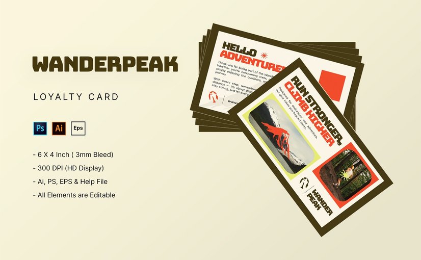 登山主题明信片模板 Wanderpeak – Post Card_ Print Templates