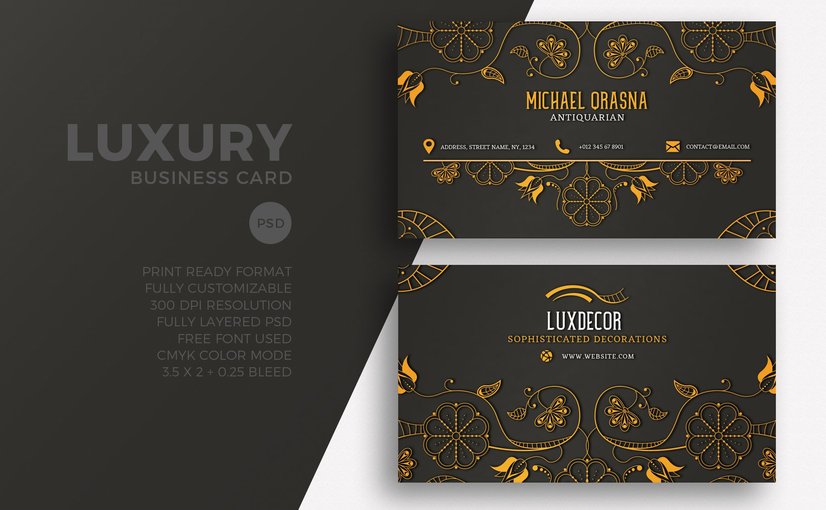 奢华金色商务名片设计模板 Luxury Business Card_ Print Templates
