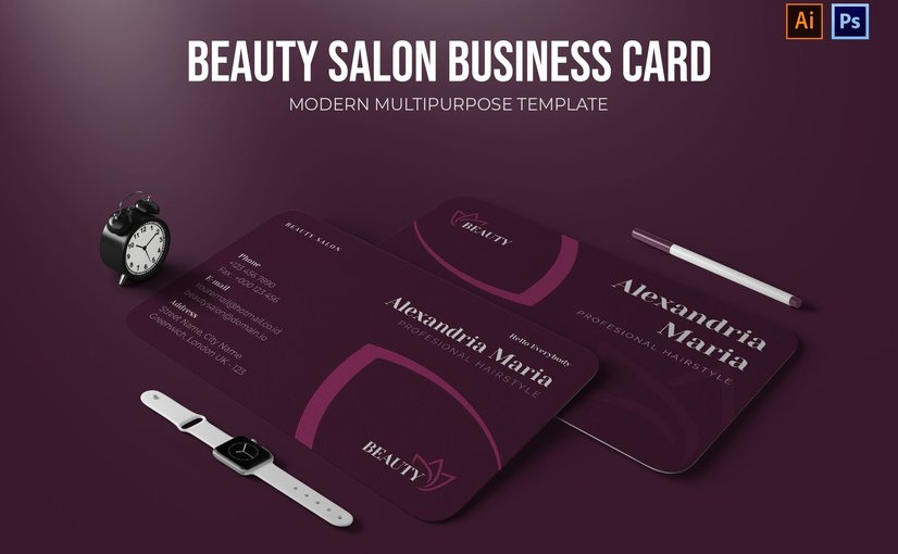 美容沙龙企业名片设计模板 Beauty Salon – Business Card_ Print Templates