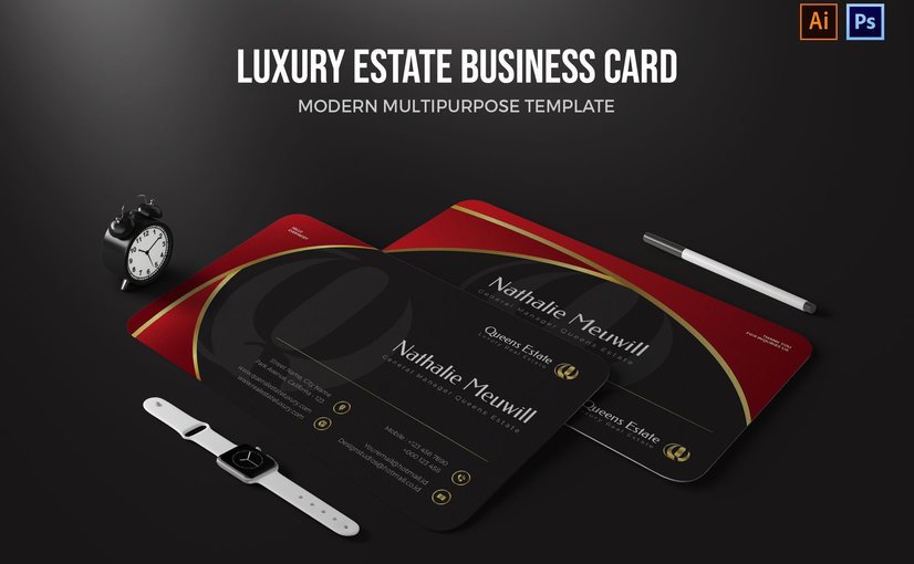 奢华地产商务名片设计模板 Luxury Estate – Business Card_ Print Templates