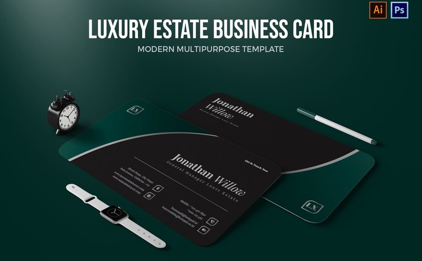 地产商务名片设计模板 Luxury Estate – Business Card_ Print Templates