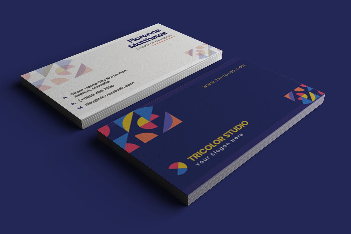 三色创意工作室名片模板 Tricolor Studio – Business card_ Print Templates ft插图2 三色创意工作室名片模板 Tricolor Studio - Business card_ Print Templates ft