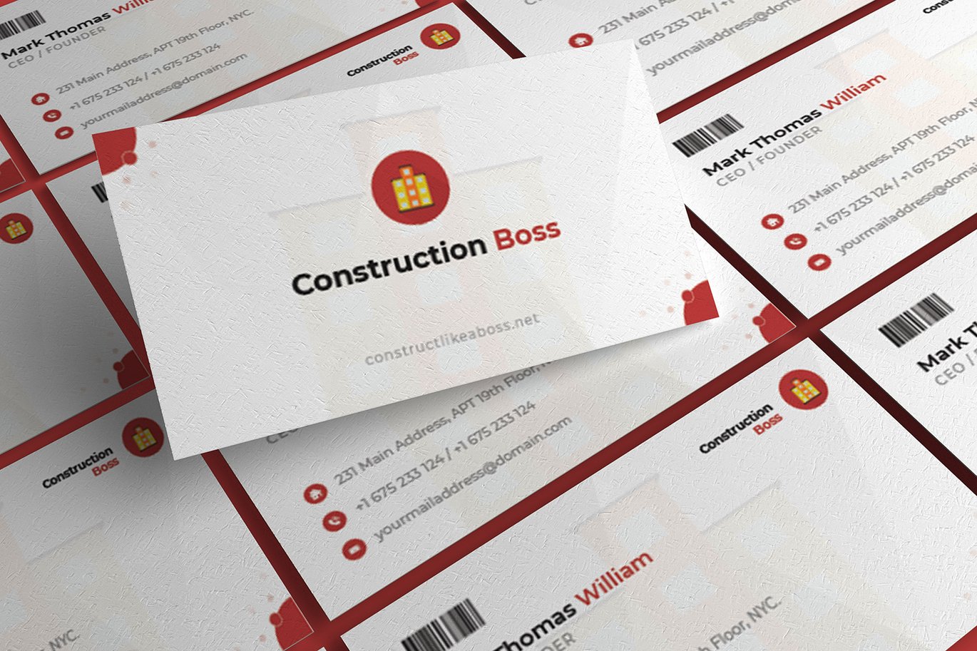 建筑老板商务名片设计模板 Construction Boss – Business Card_ Print Templates插图1 建筑老板商务名片设计模板 Construction Boss - Business Card_ Print Templates