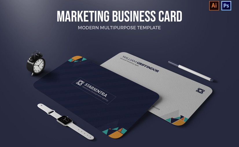 汽车服务品牌名片设计模板 Starsentra – Business Card_ Print Templates ft. car