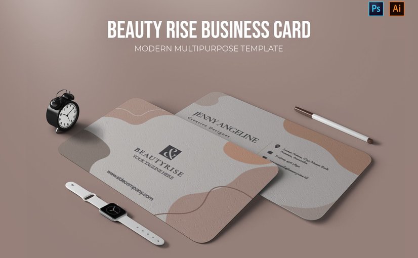 美容行业商务名片模板 Beauty Rise – Business Card_ Print Templates ft._yy