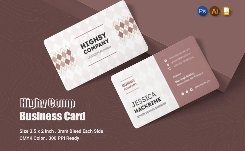 高端企业商务名片模板 Highy Comp – Business Card_ Print Templates ft._yyt