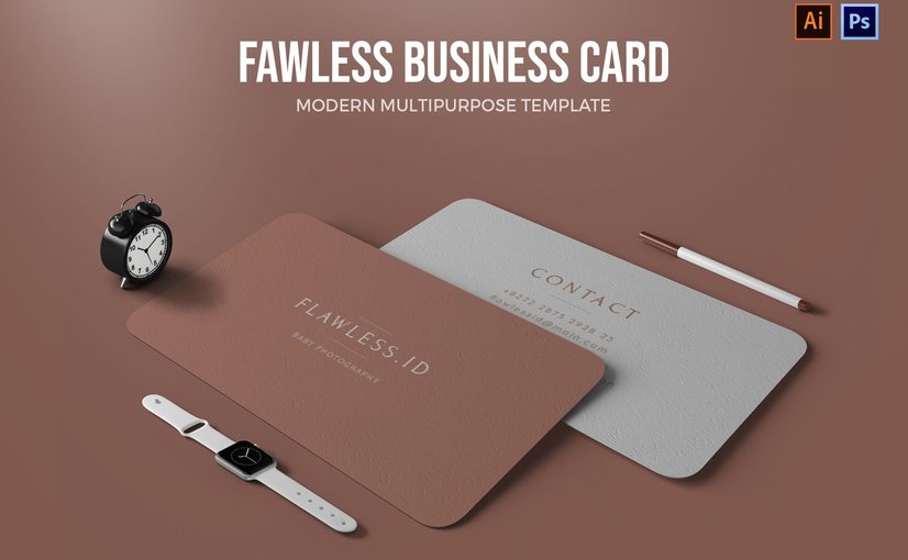 商务简约风名片设计模板 Flawless – Business Card_ Print Templates ft. card_