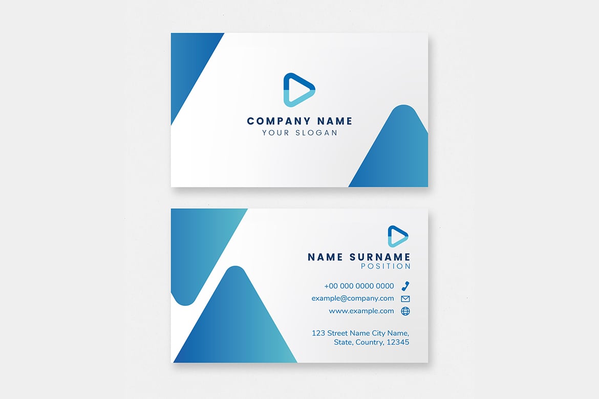 专业蓝色商务名片模板 Professional Blue Business Card Template插图2