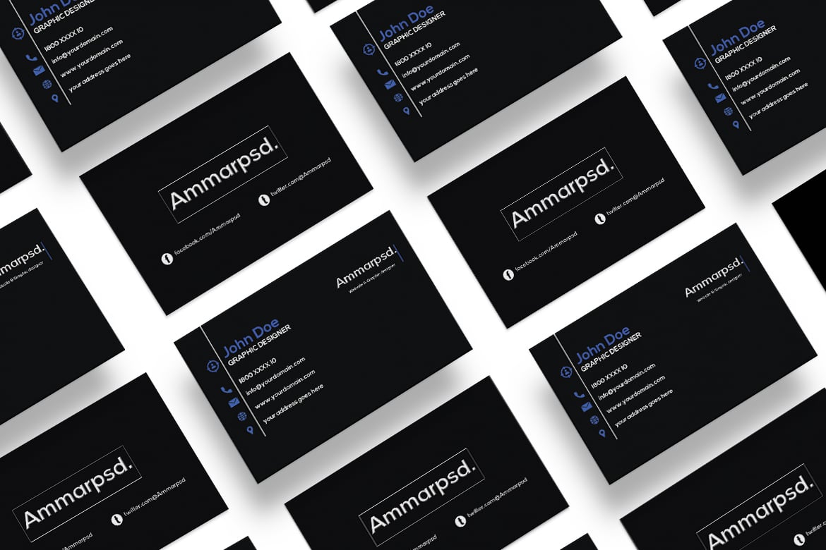 沉稳黑色商务名片模板 Black Sober Business Card Template插图6 沉稳黑色商务名片模板 Black Sober Business Card Template