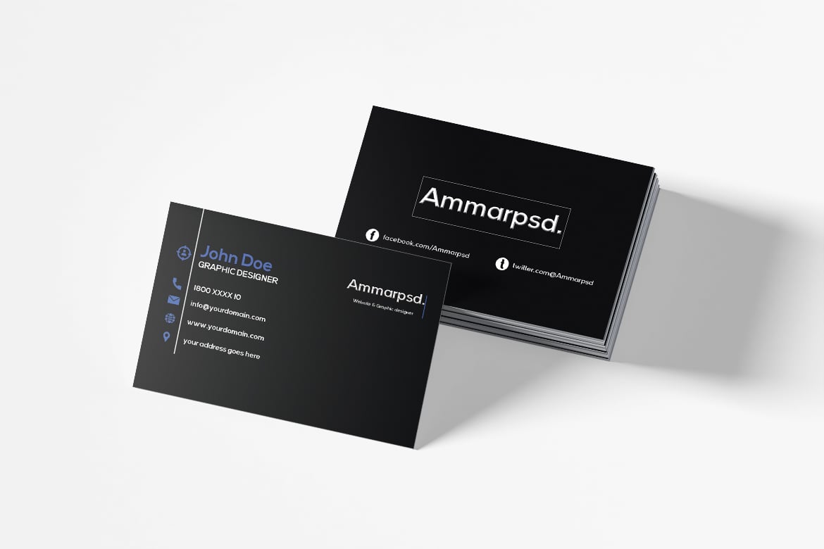 沉稳黑色商务名片模板 Black Sober Business Card Template插图1 沉稳黑色商务名片模板 Black Sober Business Card Template