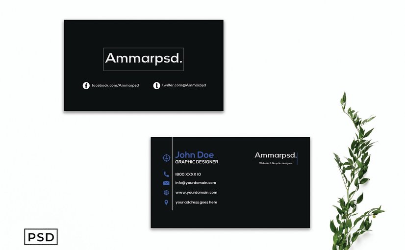 沉稳黑色商务名片模板 Black Sober Business Card Template