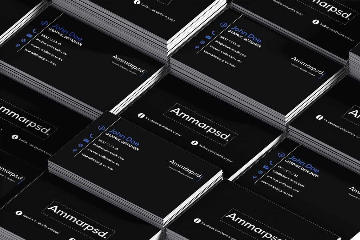 沉稳黑色商务名片模板 Black Sober Business Card Template插图5 沉稳黑色商务名片模板 Black Sober Business Card Template