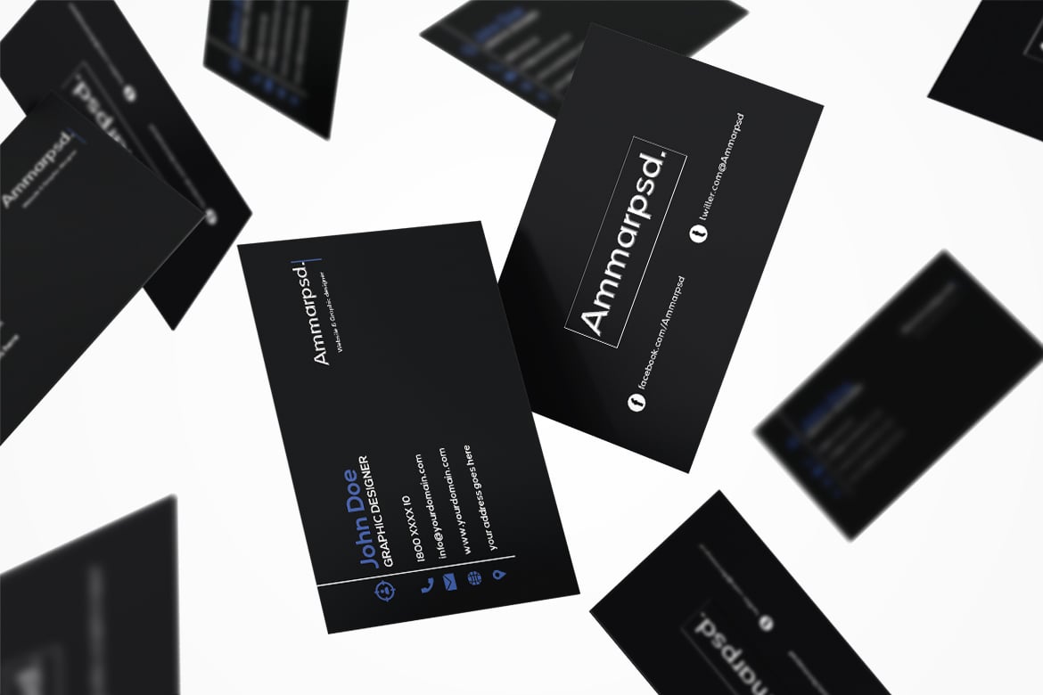 沉稳黑色商务名片模板 Black Sober Business Card Template插图4 沉稳黑色商务名片模板 Black Sober Business Card Template