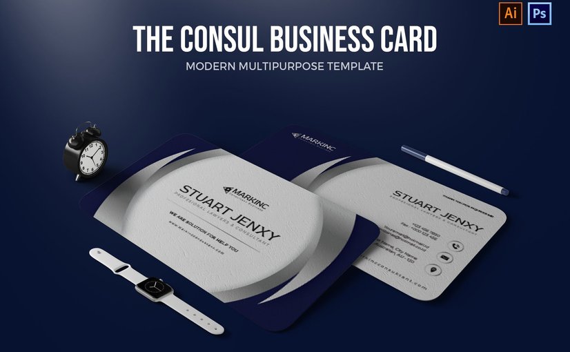 极简商务名片模板 Consul – Business Card_ Print Templates ft