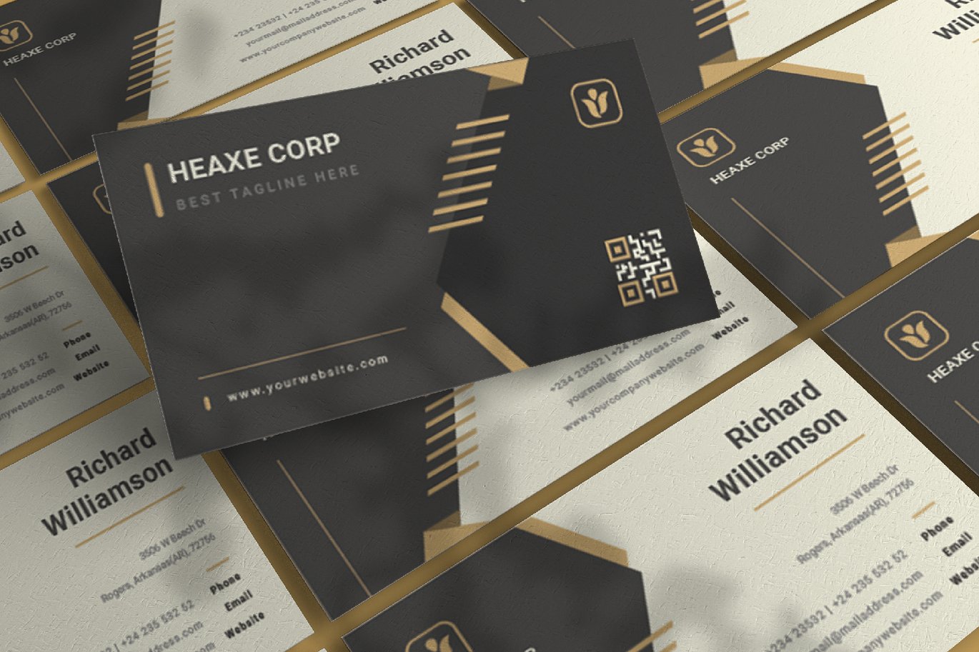 企业品牌简约名片模板 Heaxe Corp – Business Card_ Print Templates ft插图2 企业品牌简约名片模板 Heaxe Corp - Business Card_ Print Templates ft