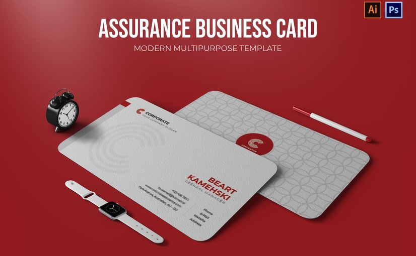 保险信托行业名片模板 Assurance – Business Card_ Print Templates ft