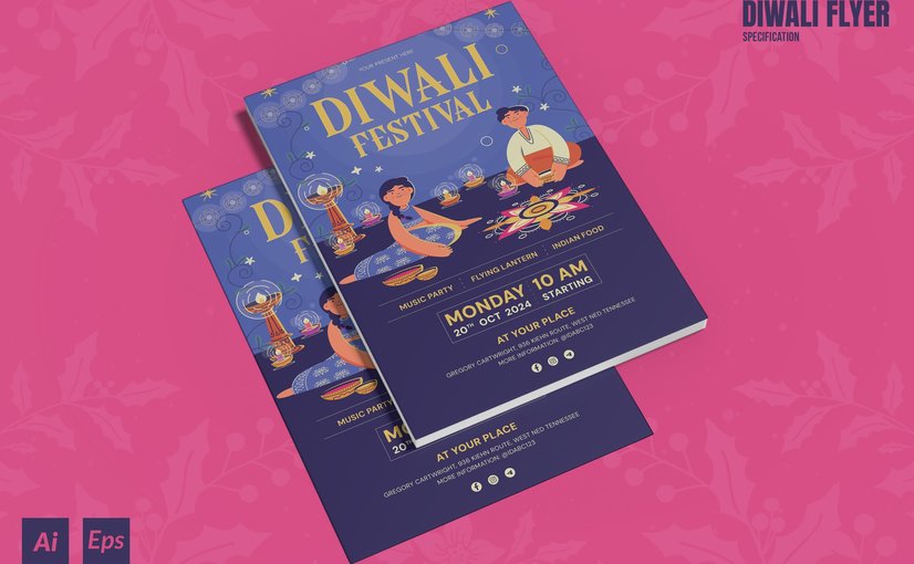 排灯节活动宣传传单设计模板 Diwali Festival Flyer