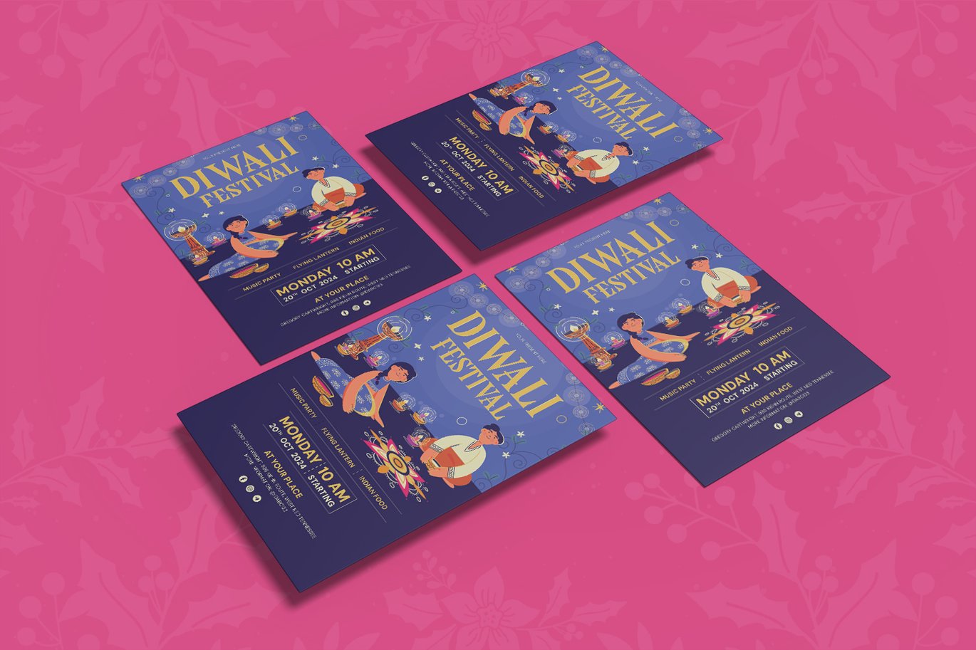 排灯节活动宣传传单设计模板 Diwali Festival Flyer插图2 排灯节活动宣传传单设计模板 Diwali Festival Flyer