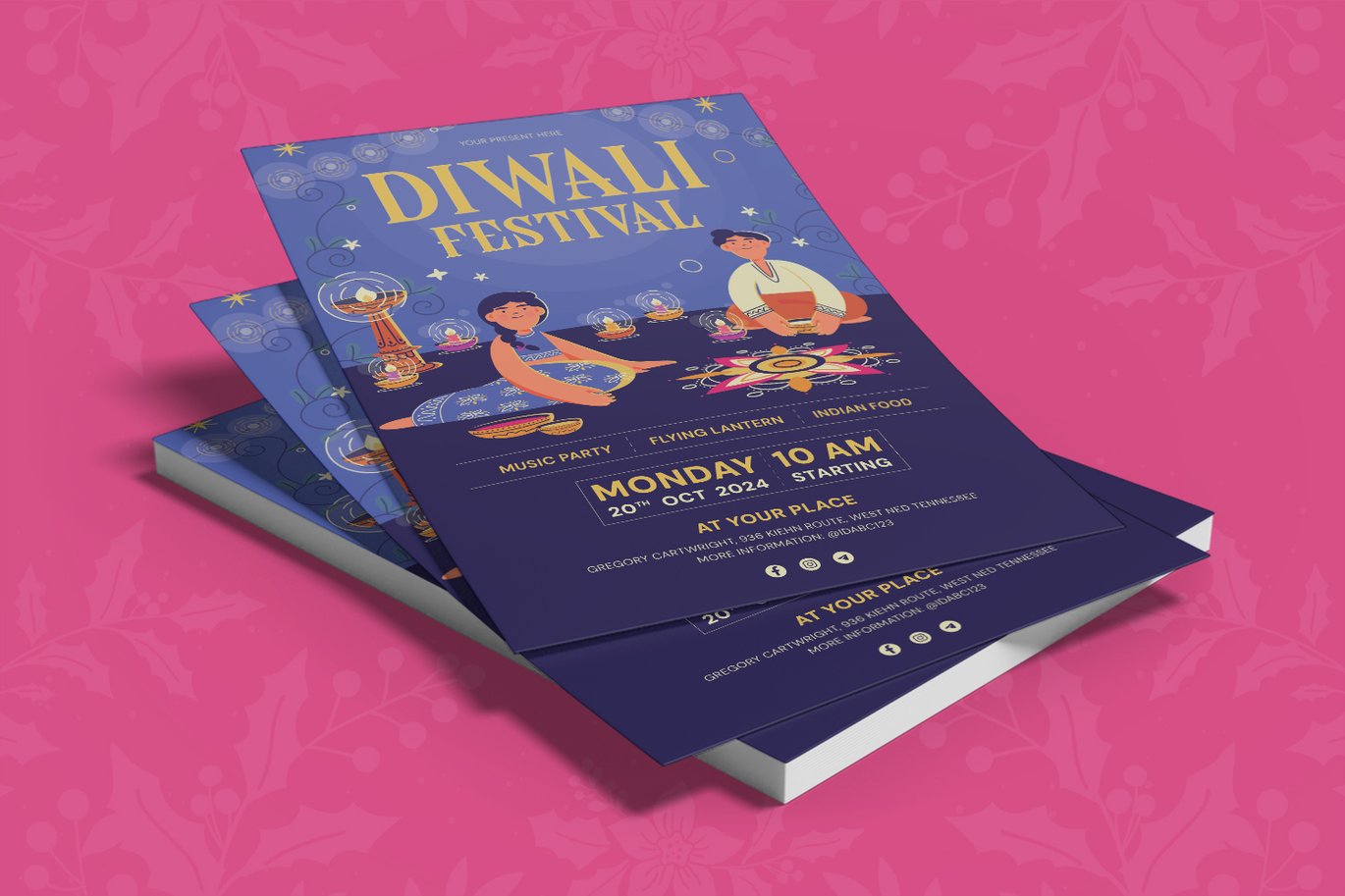 排灯节活动宣传传单设计模板 Diwali Festival Flyer插图1 排灯节活动宣传传单设计模板 Diwali Festival Flyer