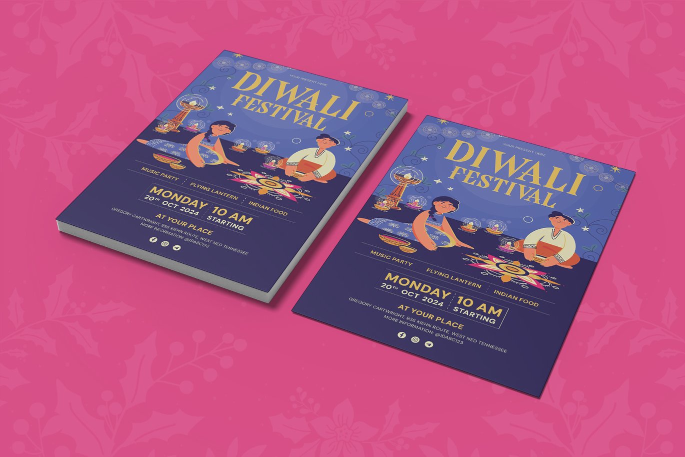 排灯节活动宣传传单设计模板 Diwali Festival Flyer插图3 排灯节活动宣传传单设计模板 Diwali Festival Flyer