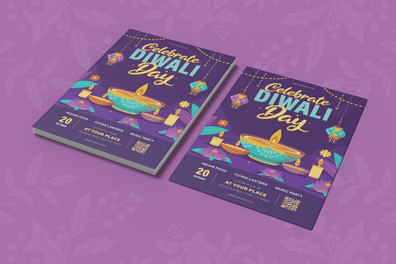 节日活动宣传传单设计模板 Diwali Festival Flyer插图2 节日活动宣传传单设计模板 Diwali Festival Flyer