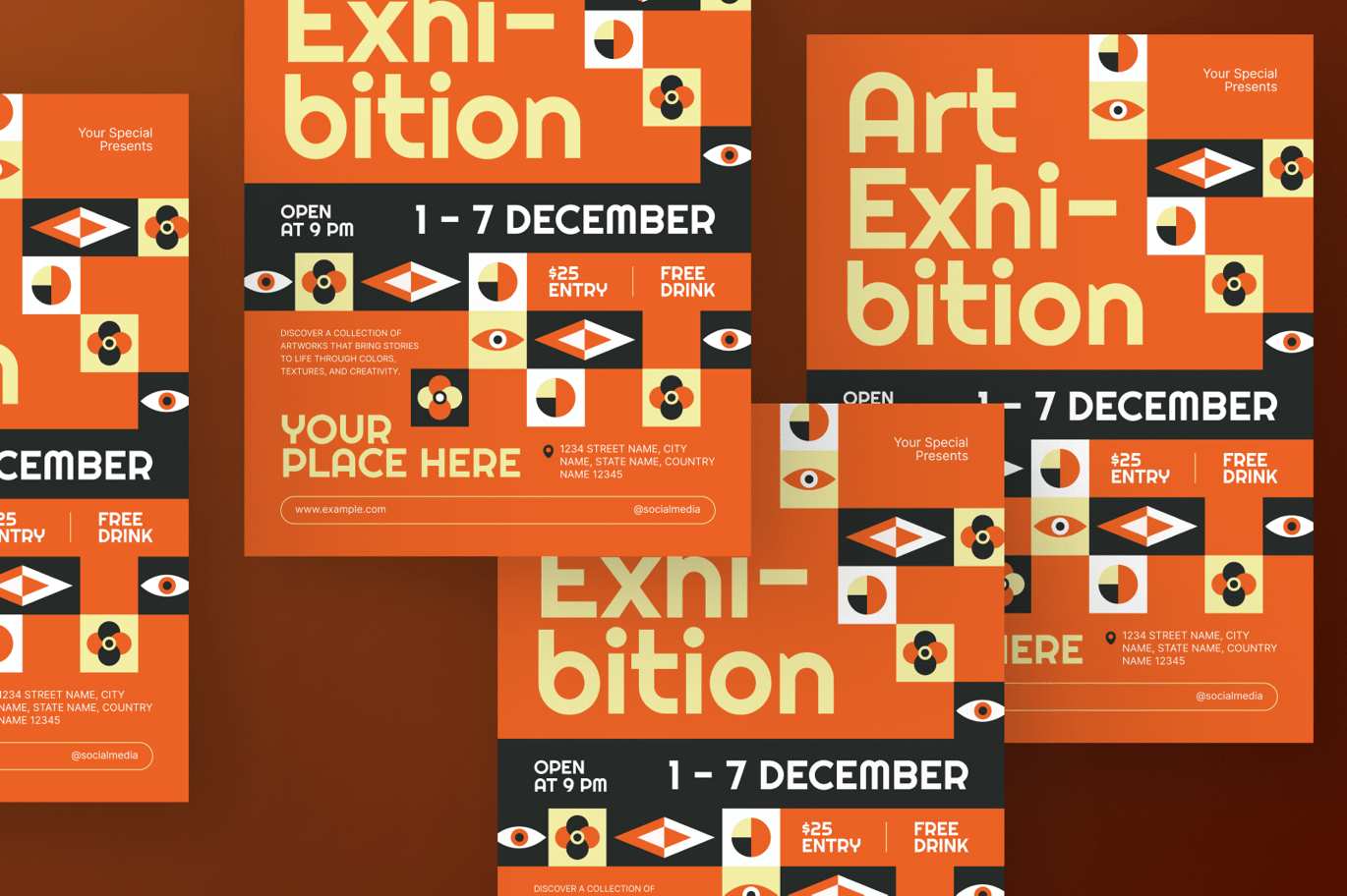 艺术展览活动传单套装 Art Exhibition Flyer Set插图4 艺术展览活动传单套装 Art Exhibition Flyer Set