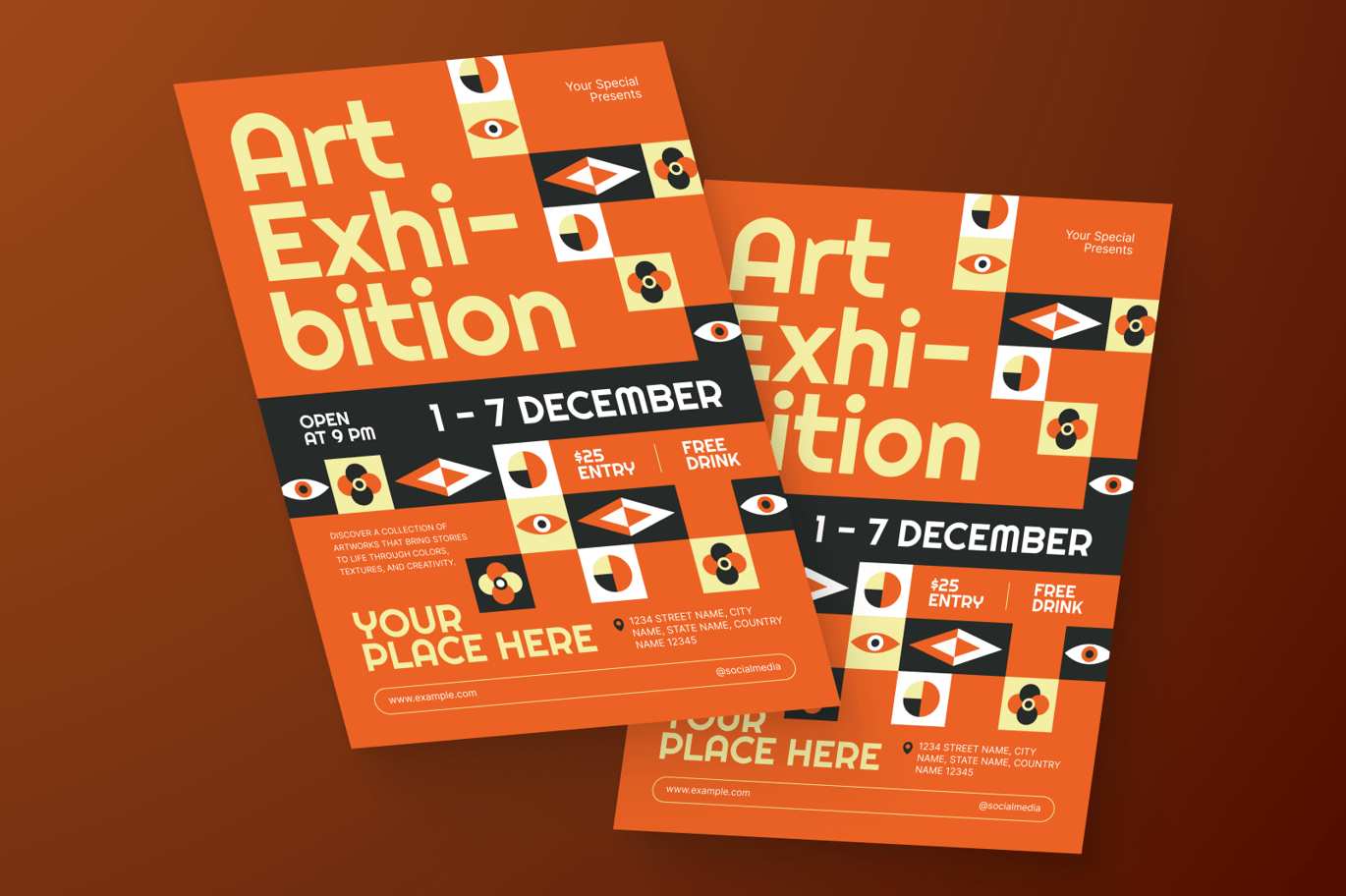 艺术展览活动传单套装 Art Exhibition Flyer Set插图3 艺术展览活动传单套装 Art Exhibition Flyer Set