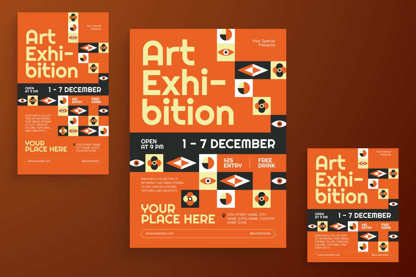 艺术展览活动传单套装 Art Exhibition Flyer Set插图2 艺术展览活动传单套装 Art Exhibition Flyer Set