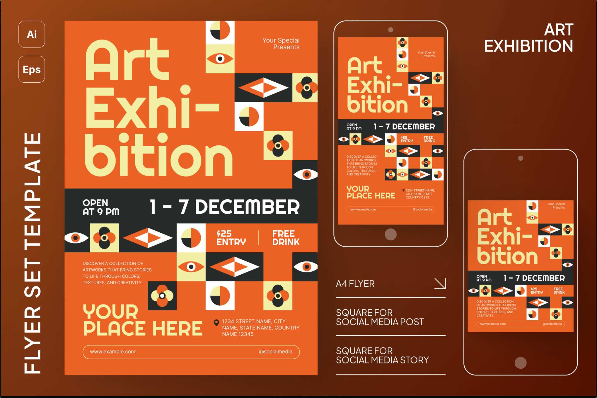 艺术展览活动传单套装 Art Exhibition Flyer Set插图 艺术展览活动传单套装 Art Exhibition Flyer Set