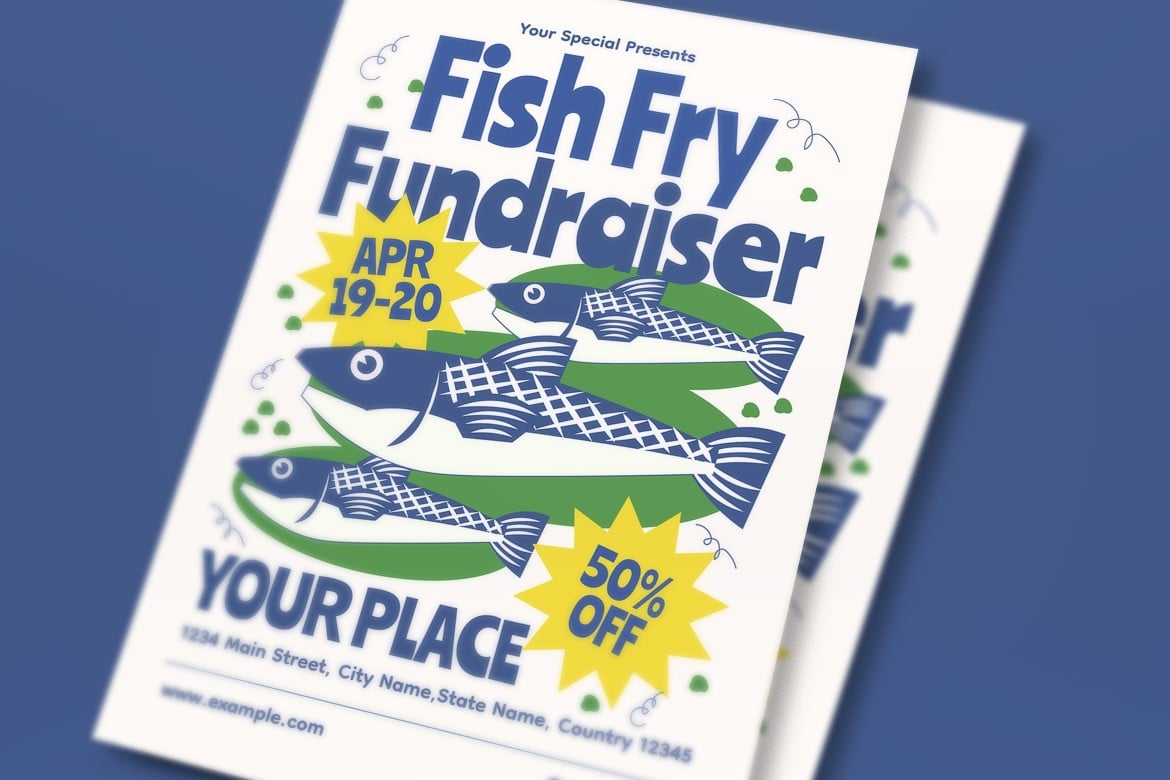 慈善筹款活动传单设计模板 Fish Fry Fundraiser Flyer插图2 慈善筹款活动传单设计模板 Fish Fry Fundraiser Flyer