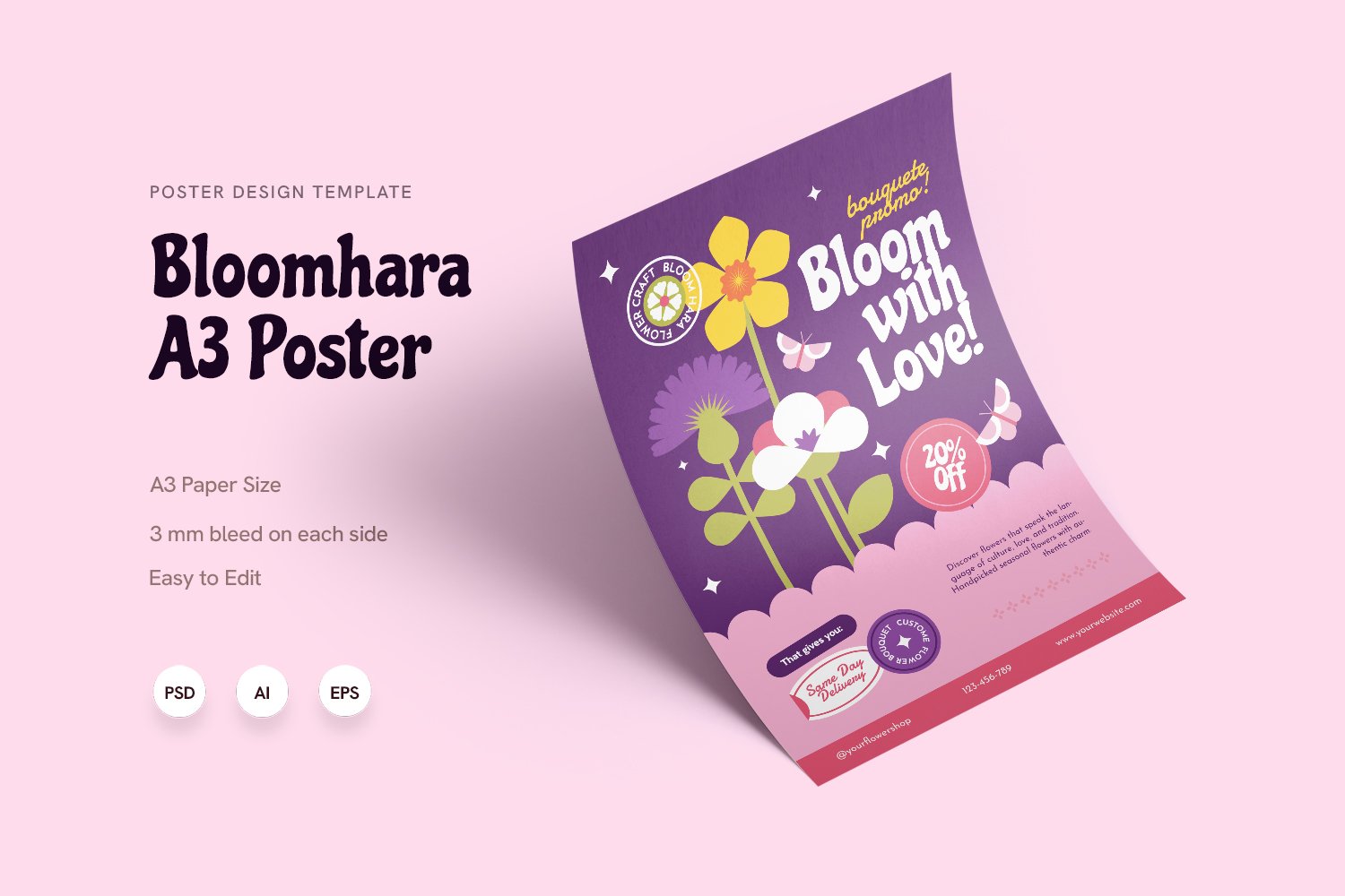 花卉主题艺术海报设计模板 Bloomhara Poster插图 花卉主题艺术海报设计模板 Bloomhara Poster