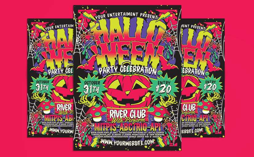 万圣节派对庆祝活动传单模板 Halloween Party Celebration Flyer