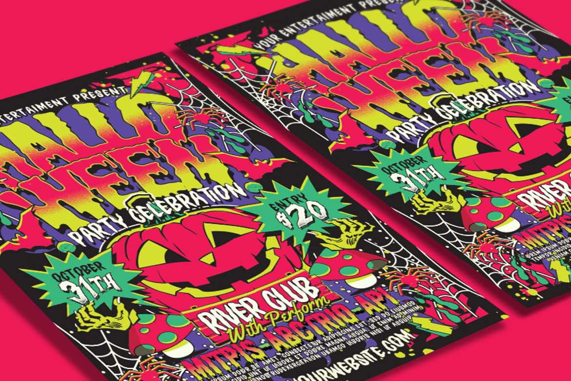 万圣节派对庆祝活动传单模板 Halloween Party Celebration Flyer插图3