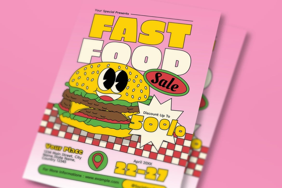快餐餐厅促销宣传传单模板 Fast Food Restaurant Promotion Flyer插图1 快餐餐厅促销宣传传单模板 Fast Food Restaurant Promotion Flyer