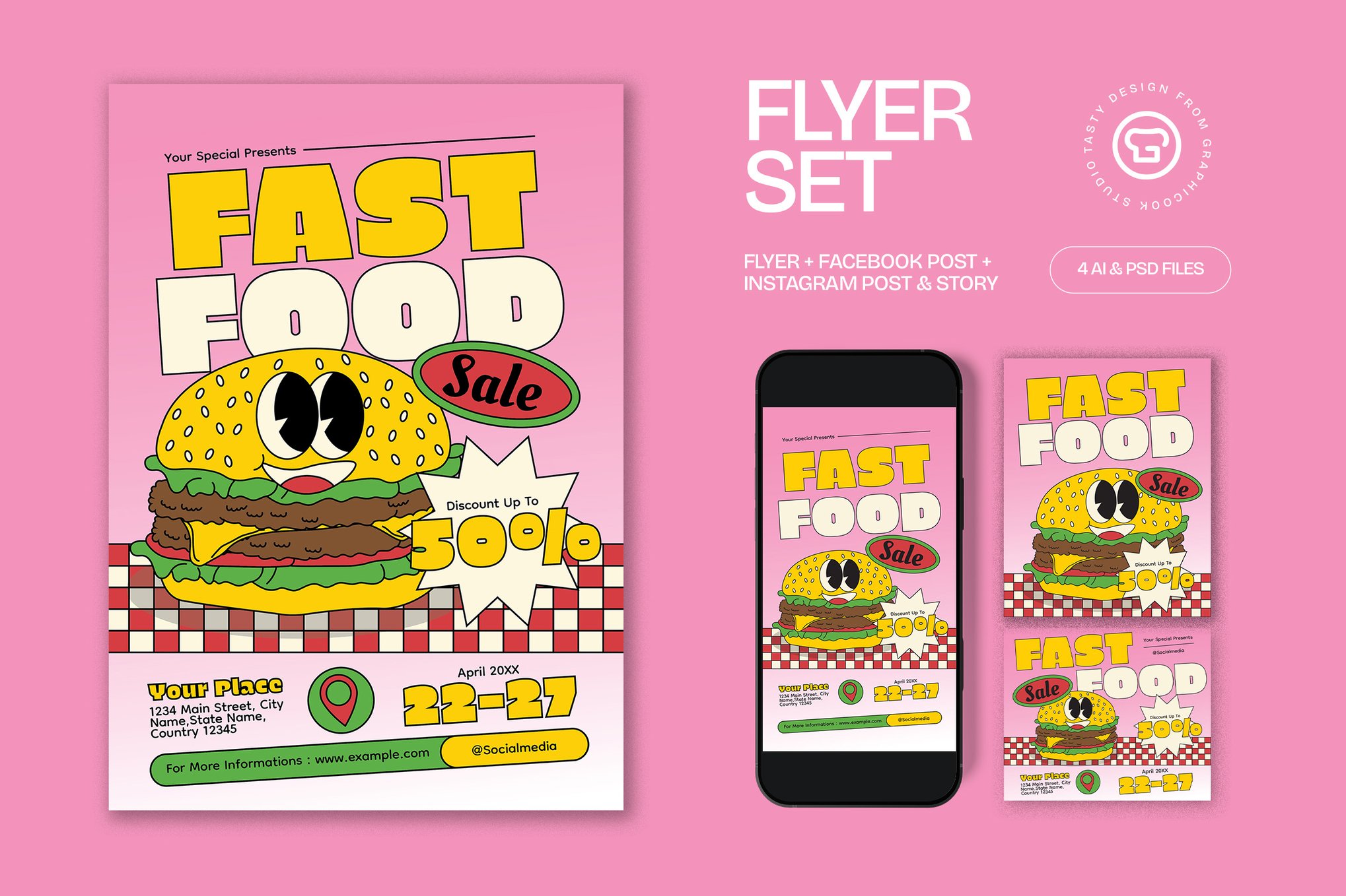 快餐餐厅促销宣传传单模板 Fast Food Restaurant Promotion Flyer插图 快餐餐厅促销宣传传单模板 Fast Food Restaurant Promotion Flyer