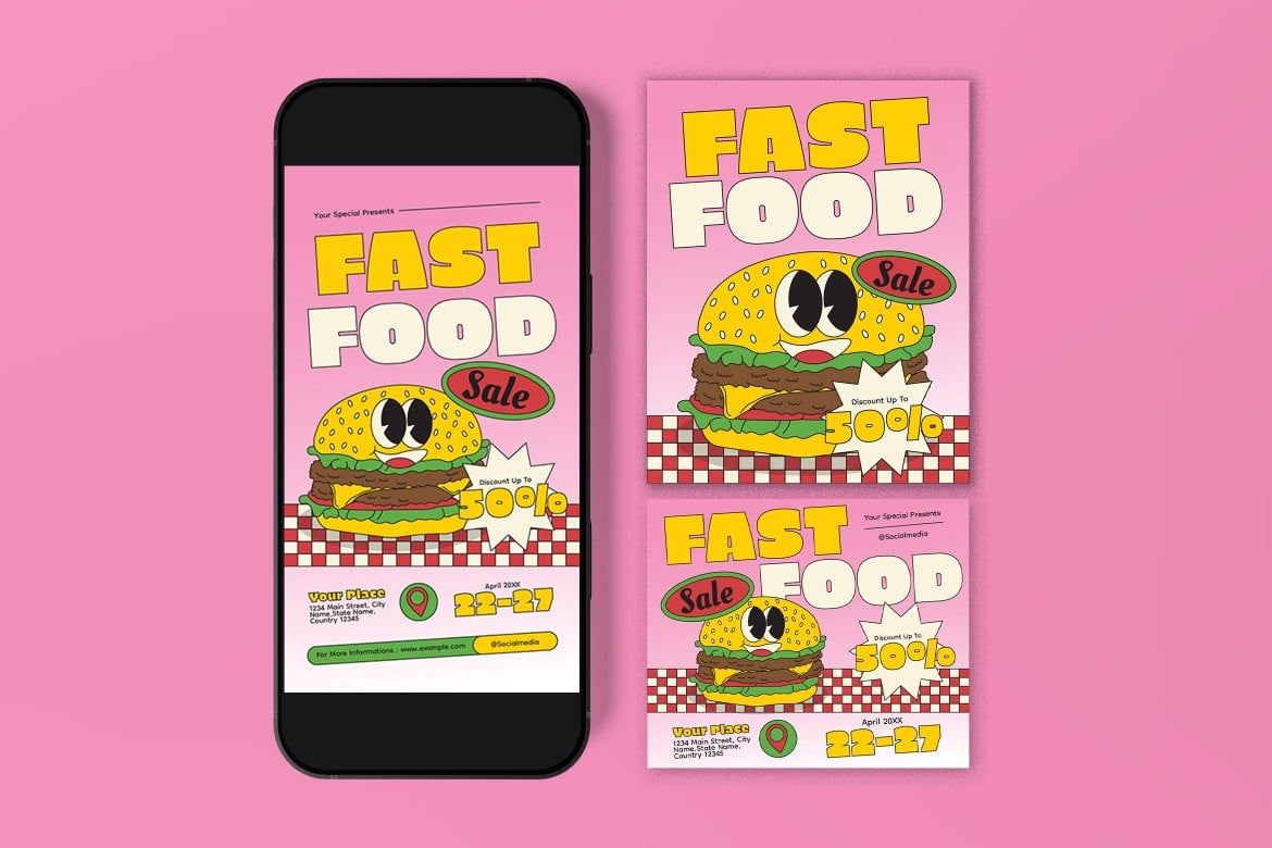 快餐餐厅促销宣传传单模板 Fast Food Restaurant Promotion Flyer插图2 快餐餐厅促销宣传传单模板 Fast Food Restaurant Promotion Flyer
