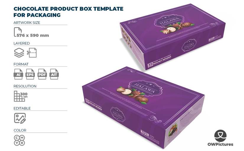 巧克力包装盒样机模板 Chocolate Box Packaging Mockup