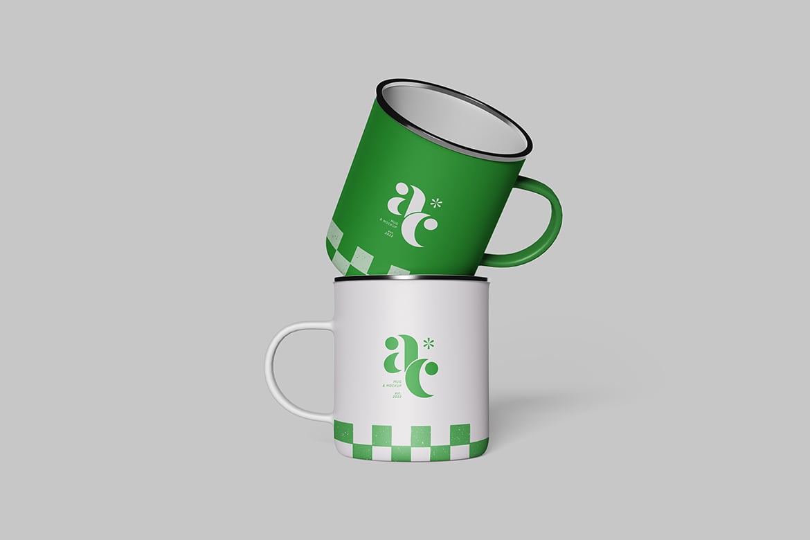 白色搪瓷杯样机模板 Enamel Mug Mockup插图1 白色搪瓷杯样机模板 Enamel Mug Mockup